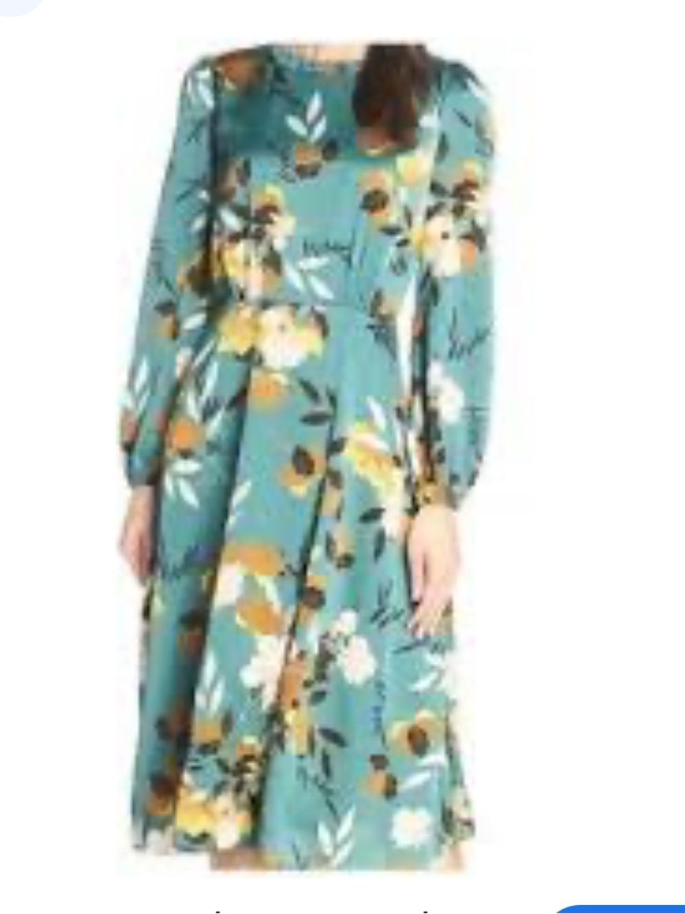 Chelsea28 Teal Floral Long Sleeve Midi Dress